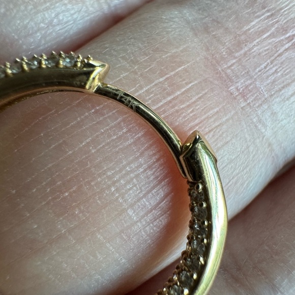 14k Gold and Diamind Inside Out Hoops - Picture 5 of 6
